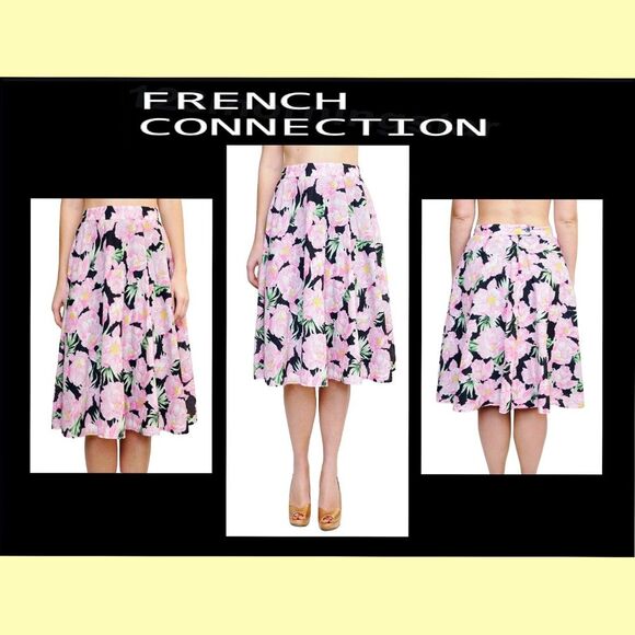 FRENCH CONNECTION NEW Romantic HOLIDAY POPPY Floral Band Tailored Full Skirt 2 - Picture 3 of 12